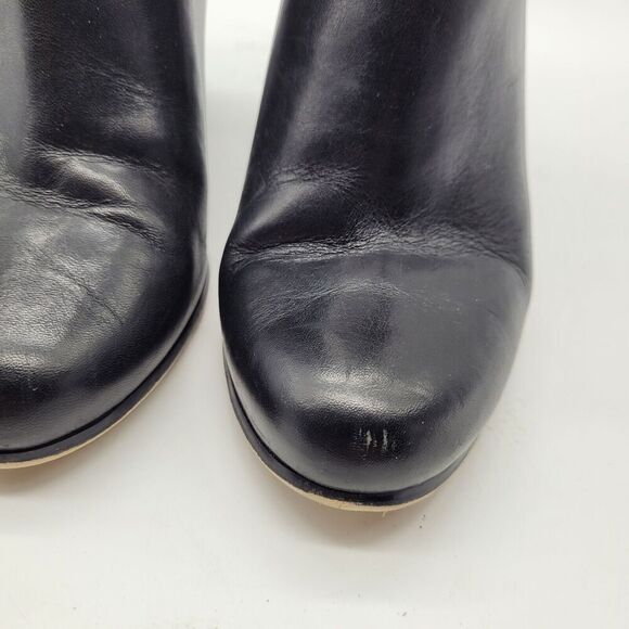 Michael Kors Boots Womens 8.5 Casual Side Zip Ankle Bootie Black Leather Heels - Picture 3 of 11